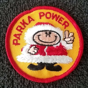 Parka Power - Vintage 70s Sew On Snowmobile Winter Hiking Novelty Collectors Patch