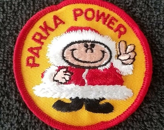 Parka Power - Vintage 70s Sew On Snowmobile Winter Hiking Novelty Collectors Patch