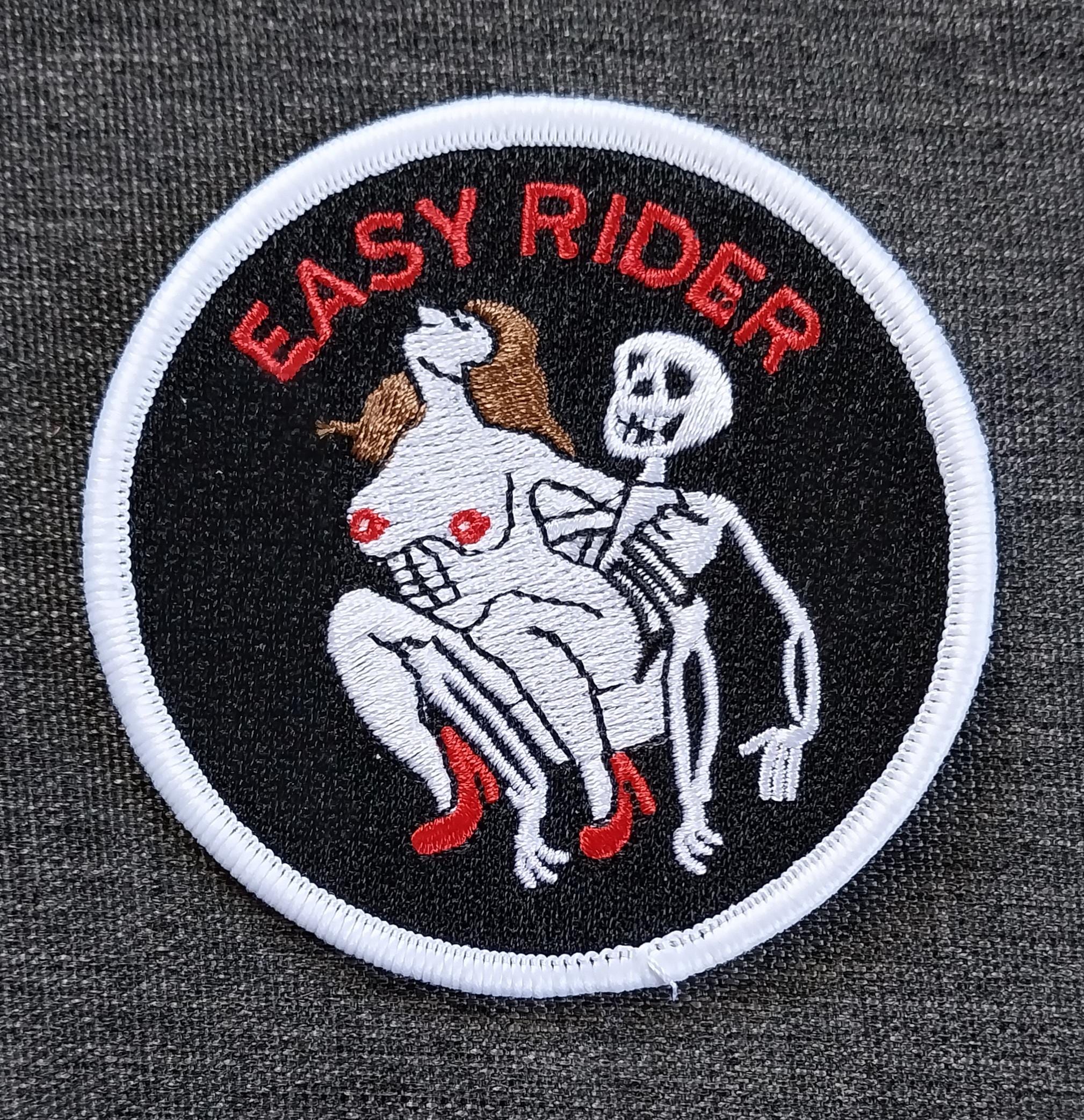 EASY RIDER Skull Skeleton MC Club Embroidered Iron on Motorcycle Jacket ...