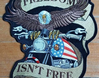 GROTE geborduurde jaspatch - American Eagle Freedom Is't Free Motorcycle Biker-rugpatch