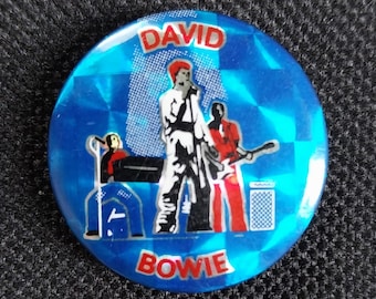Echte vintage jaren 80 originele David Bowie-muziekband Album Prismatic Prism Pin Pinback Button Badge - Zeldzaam