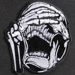 See No Evil Death Skull Embroidered Iron On Motorcycle Jacket Biker Vest PATCH