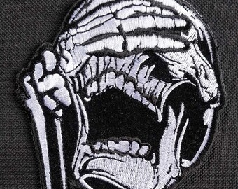 See No Evil Death Skull geborduurd opstrijkbaar motorjack bikervest PATCH