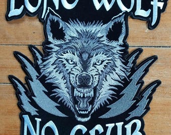GRANDE Toppa termoadesiva da applicare sul retro della giacca da motociclista fuorilegge senza club Lone Wolf