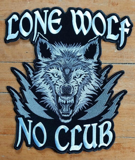LARGE Lone Wolf No Club Outlaw Biker Iron on Vest Jacket Back Patch Etsy