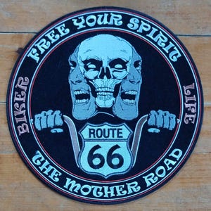 LARGE Free Your Spirit - The Mother Road Biker Life Iron On Vest Jacket Back Patch