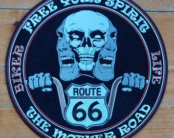 LARGE Free Your Spirit - The Mother Road Biker Life Iron On Vest Jacket Back Patch