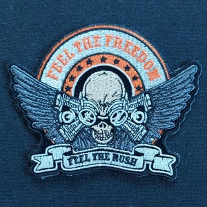 Fühlen Sie die Freiheit Fühlen Sie den Rush Schädel mit Flügeln MC Club gesticktes Aufbügeln Motorradjacke Bikerweste PATCH