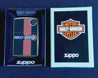 Harley-Davidson Motorcycles Black & Orange Racing Stripes Zippo Cigarette Lighter - Unfired NEW - 2023