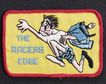 Vintage The Racers Edge 70s Novelty Humor Funny Embroidered Sew On Patch