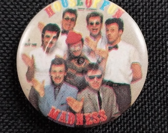 True Vintage Original Madness Band Album 80s Group House of Fun Pin Pinback Button Badge