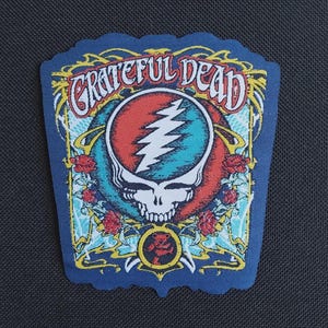 Licensierad Grateful Dead Steal Your Face Skull Art Dancing Bear Classic Rock Stryk-på-bandlapp