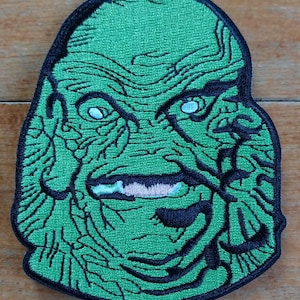 GREEN CREATURE Embroidered Iron On Biker Patch