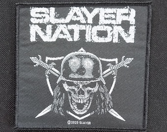 SLAYER NATION groupe de heavy thrash metal tissé à coudre sur une veste de combat