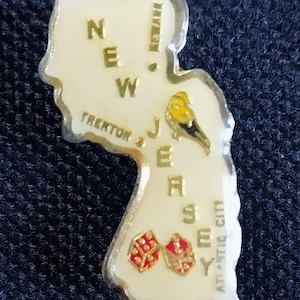 Vintage State of NEW JERSEY Enamel Hat Tie Tac Shirt Jacket Vest Lapel Pin