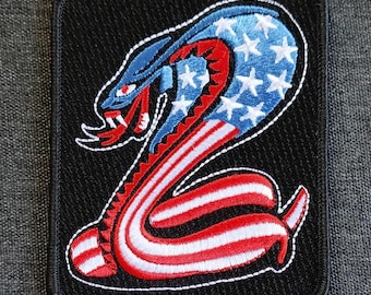 COBRA Stars & Stripes USA Mechanic Greaser Racing Rockabilly Hot Rod Biker Patch