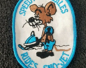 Speedy Gonzales Rides Sno-Jet Vintage 70s Snowmobile Racing Sew On Patch