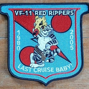 F-14 Tomcat Red Rippers VF Fighter Squadron Collectors LARGE 5 Inch Patch Last Cruise Baby!