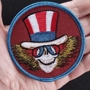Patch fer sur bande brodé sous licence Grateful Dead Oncle Sam Skull classique rock band