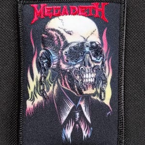 Licensed MEGADETH Heavy Metal Thrash Rock Group Music Iron On Band Patch ~ Vic On Fire