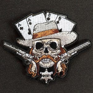 Wild Bill Aces and Eights Skull Biker gesticktes Eisen auf Motorradjacke Patch