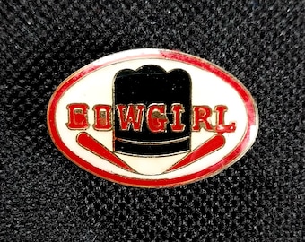 Vintage COWGIRL Enamel Hat Tie Tac Shirt Jacket Vest Lapel Pin