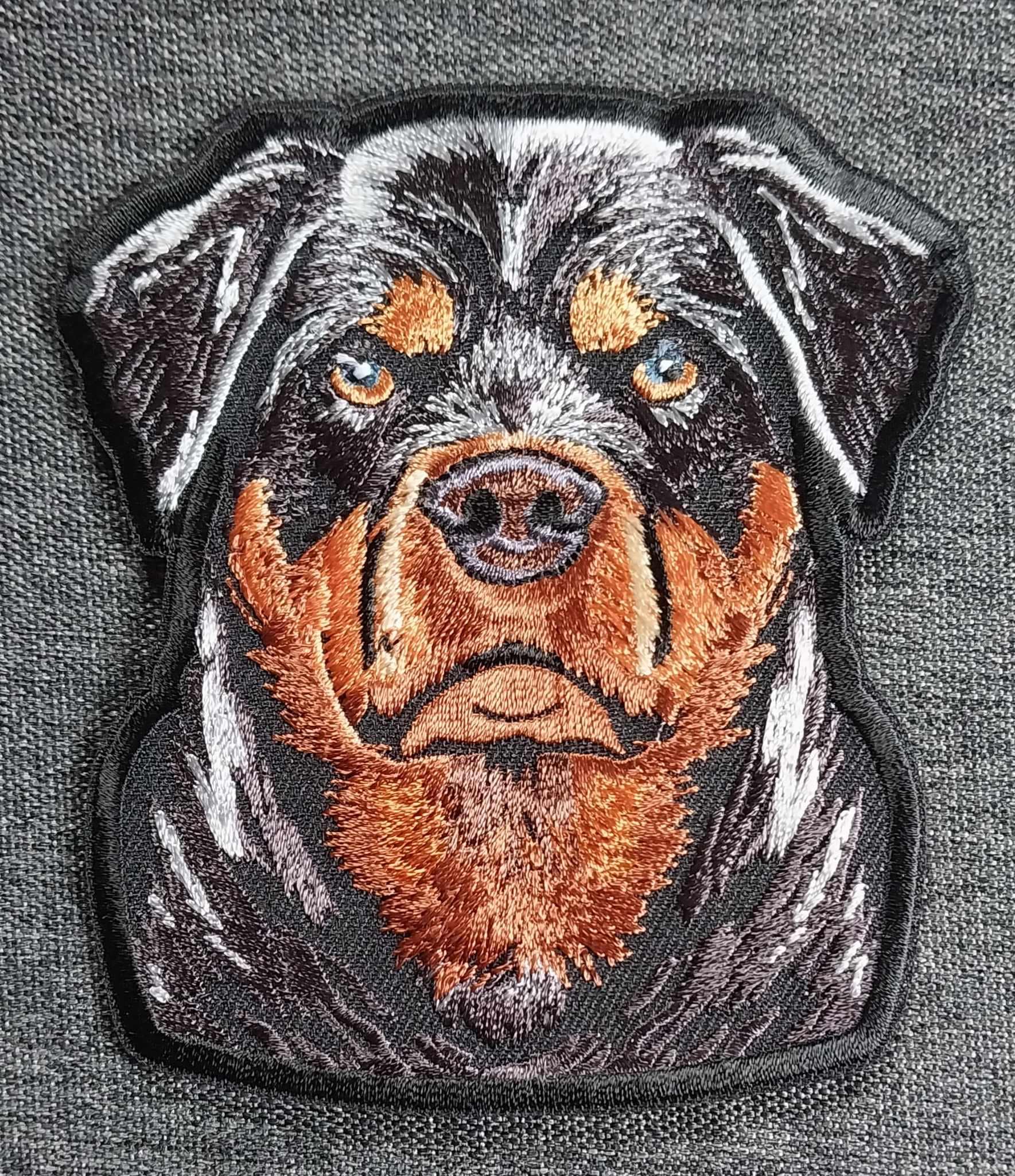 Rottweiler Dog Puppy Head Embroidered Iron on Motorcycle Jacket