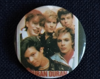 True Vintage 80s Original Duran Duran Band Album Group Photo Pinback Button Badge Pin