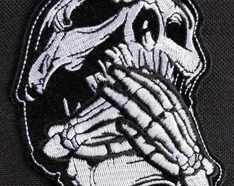 Speak No Evil Death Skull geborduurd opstrijkbaar motorjack Bikervest PATCH
