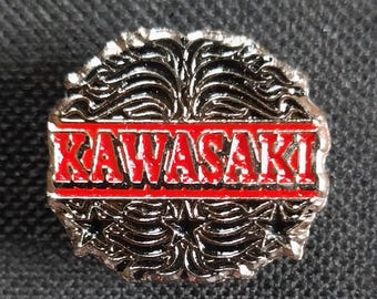 Spilla vintage con logo KAWASAKI, spilla da motociclista, distintivo Old School