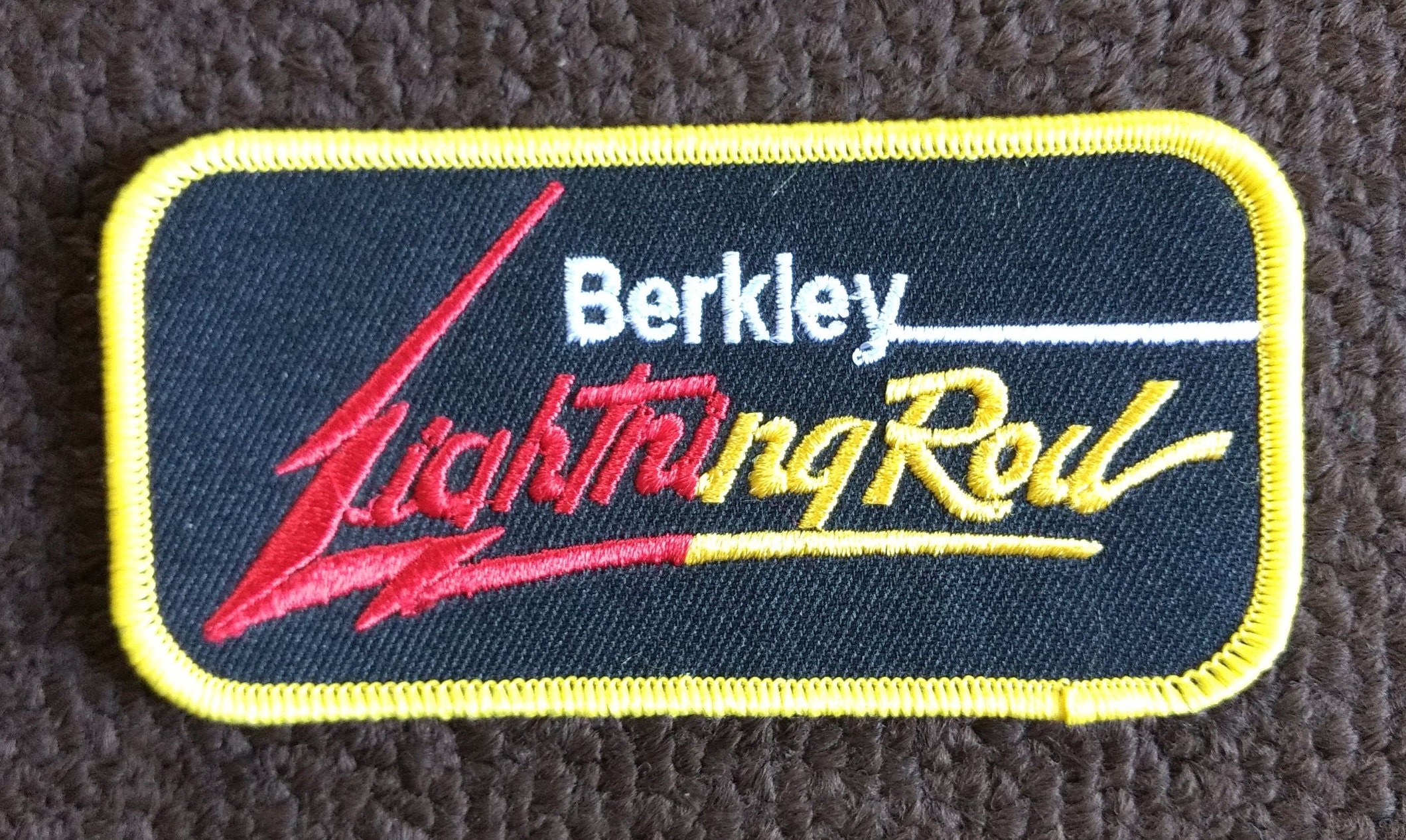PATCH Berkley Fishing Lightning Rod Sew On Patch Logo for Trucker Hat