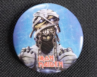 Vintage Iron Maiden-speld uit 1985: badge slavernij wereldtournee