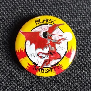 True Vintage 80s Original Black Sabbath Heavy Metal Band Prism Pin Pinback Button Badge Rare - Made in England