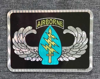 Vintage Reflective Prism Vending Decal Sticker - ARMY Special Forces Airborne Wings