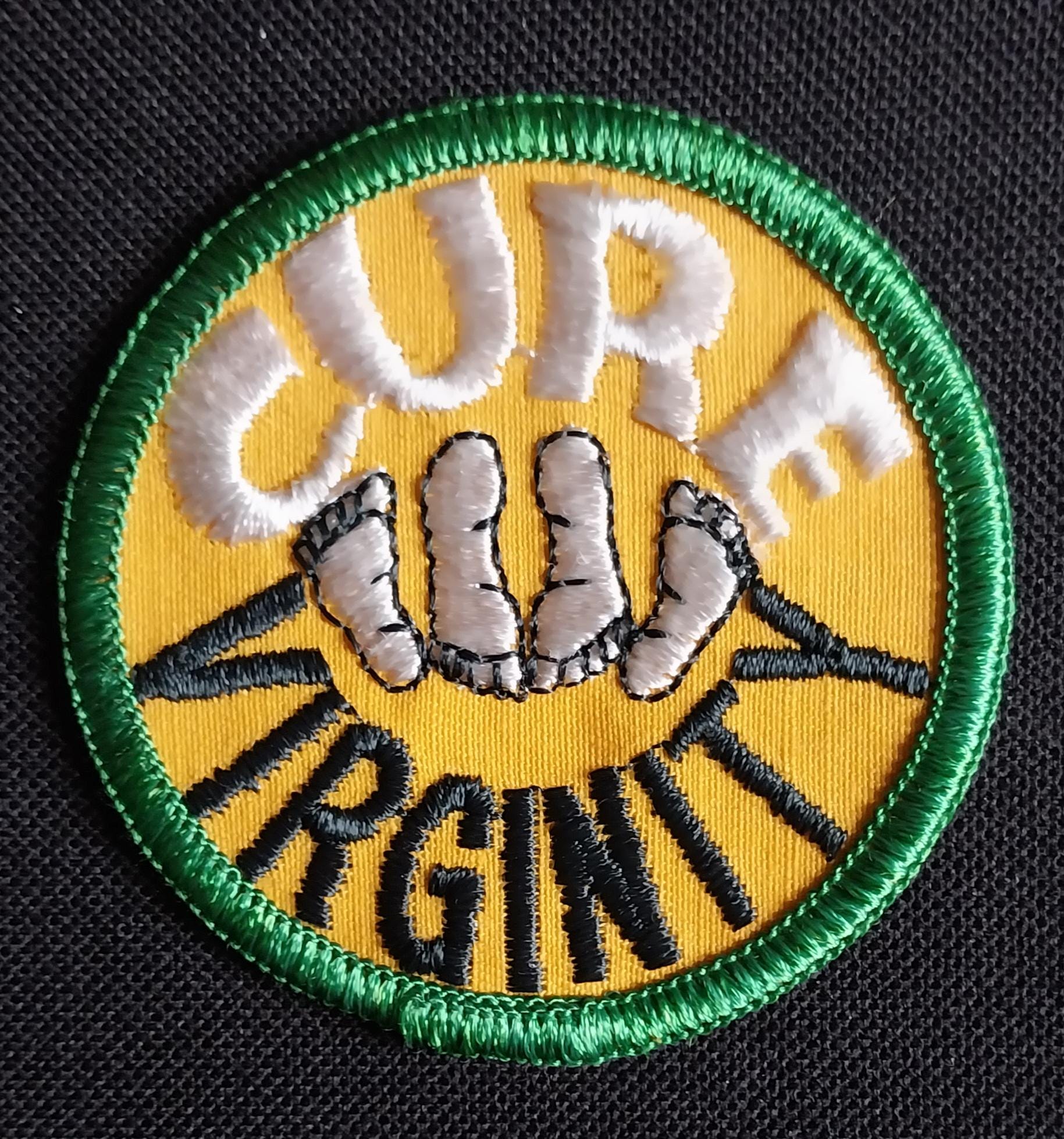 Vintage Cure Virginity Funny Novelty 70s Humor Collectors Patch