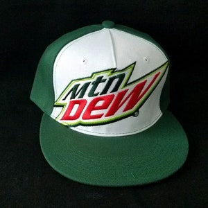 NEW snap back Mountain Dew Green Logo Flat Bill MOTO CROSS Skater Baseball Hat Cap