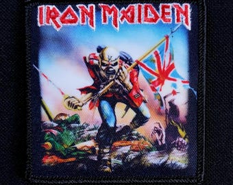 Licensed IRON MAIDEN British Flag Trooper Heavy Metal Band Iron On Battle Jacket Patch