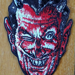 Small Winking Devil Embroidered Biker Jacket Motorcycle Vest Patch