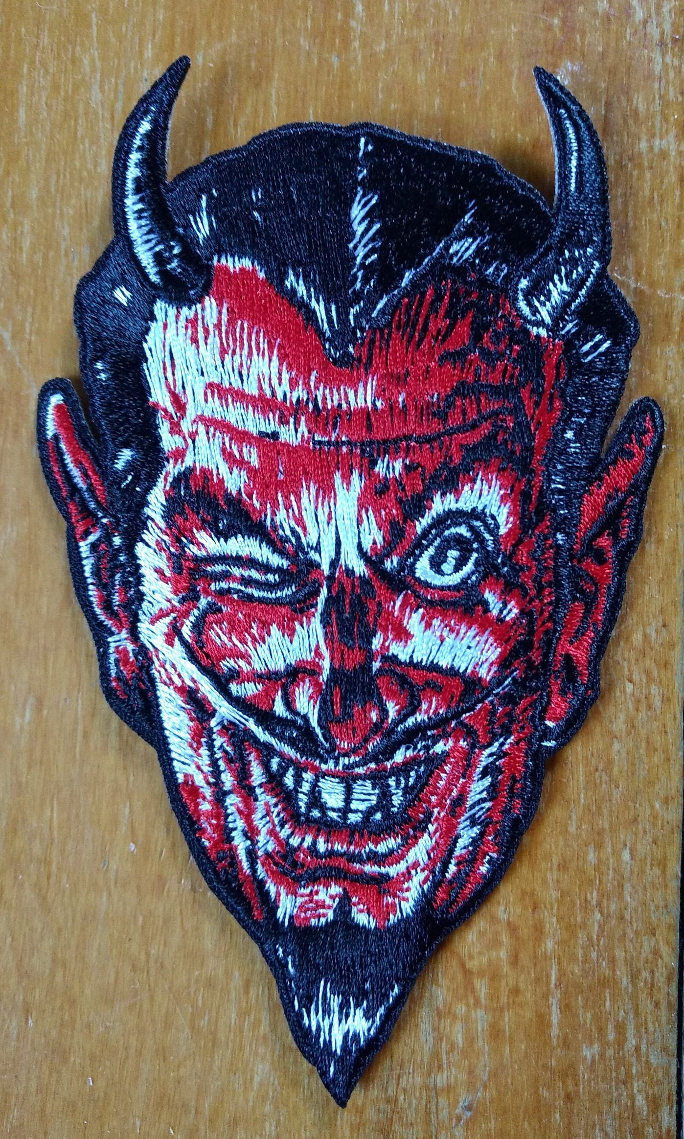 Small Winking Devil Embroidered Biker Jacket Motorcycle Vest Patch