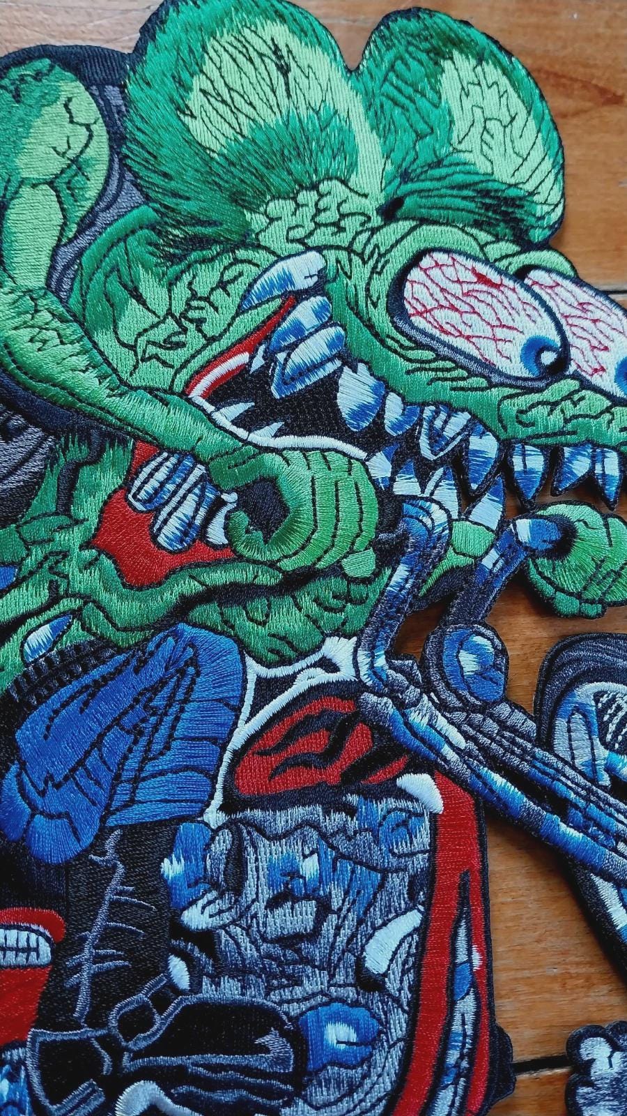 XL Ed Roth Rat Fink Chopper Back Patch (10.5