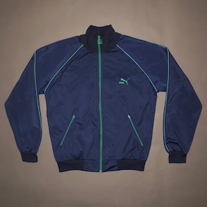 Vintage 1980s Puma Zip Up Polyester Track Jacket MEDIUM - Sneakers Shoes 80s Tennis Soccer Sweatshirt