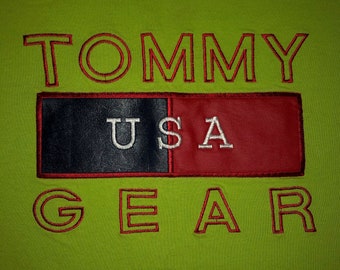 Vintage 90s Tommy Hilfiger Bootleg T Shirt X LARGE 1990s Tommy Gear Embroidered