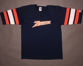 Vintage 1980s Zenith Radios Logo 7 Jersey T Shirt XL - Chicago Bears Colors Single Stitch 80s V Neck