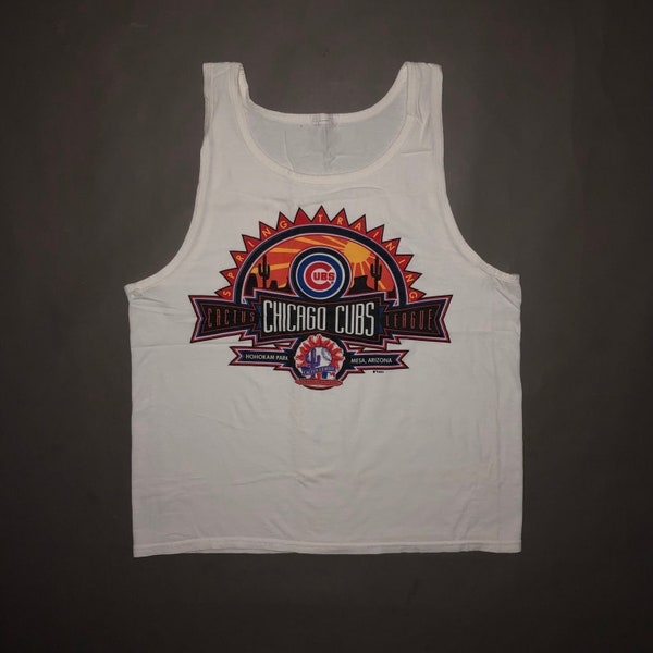 Vintage Y2K Chicago Cubs Spring Training Tank Top T Shirt Cactus League MEDIUM / LARGE - 2001 MLB Baseball Mesa Arizona