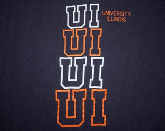 Vintage 1980s University Of Illinois T Shirt SMALL Fighting Illini 80s Soft Thin Collage Football Basketball