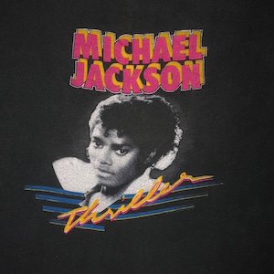 Vintage 1980s Michael Jackson Thriller Burnout T Shirt MEDIUM - 80s Faded Worn Concert Tee Screen Stars Single Stitch Soul Rap