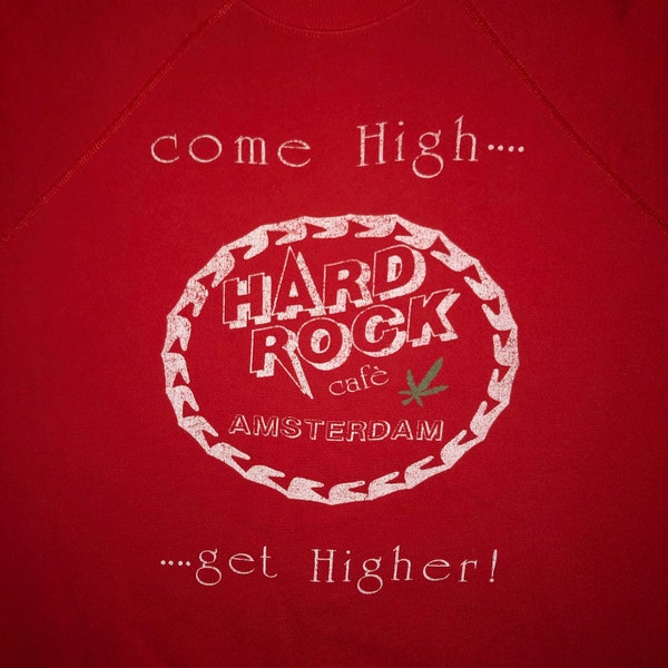 Vintage 1980s Hard Rock Cafe Amsterdam T Shirt MEDIUM Marijuana Weed Tourist T Shirt