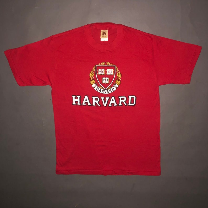 Vintage 1980s Harvard University T Shirt MEDIUM LOGO 7 80s Single Stitch Massachusetts College Soft image 2