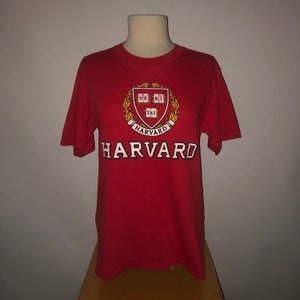 Vintage 1980s Harvard University T Shirt MEDIUM LOGO 7 80s Single Stitch Massachusetts College Soft image 4