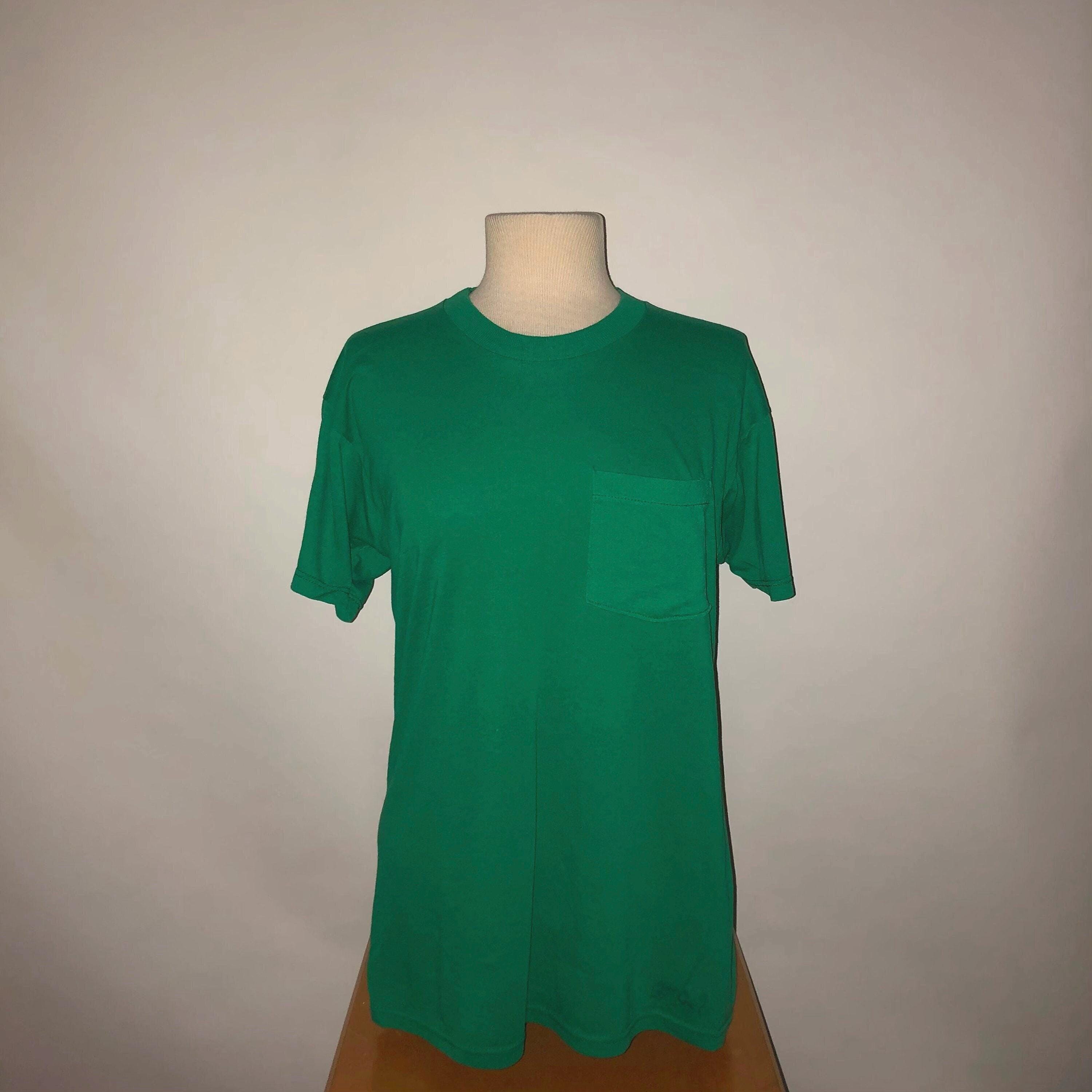 Vintage 90s Fruit Of The Loom Golden Blend Pocket T Shirt LARGE - 1990s Green FOTL Soft